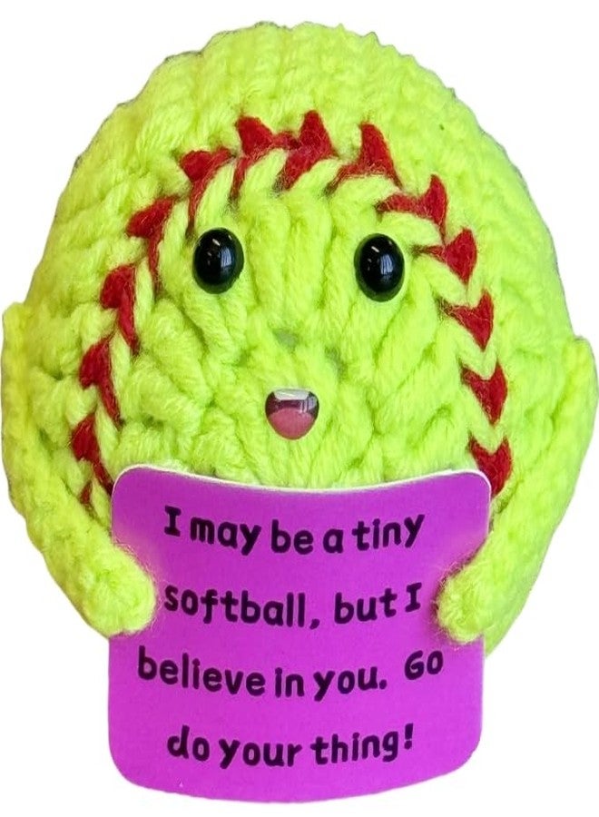 SIBULAN Softball Gifts Funny Positive Crochet Softball Gag Gift Emotional Support Gift for Men Women Softball Sports Lovers Coworkers Friends Birthday Christmas Stocking Stuffers White Elephant Gifts - Image 1